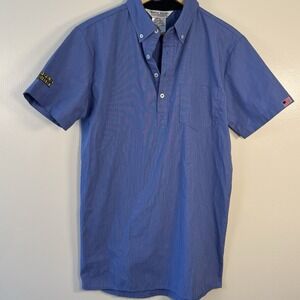 Waffle House Uniform Shirt Men's Sz Small Blue Button Restaurant Work Flag Patch